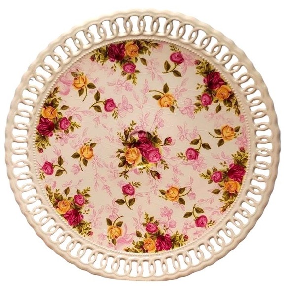Vintage Royal Albert Old Country Roses Stand‎ Plate Serving Dish Floral